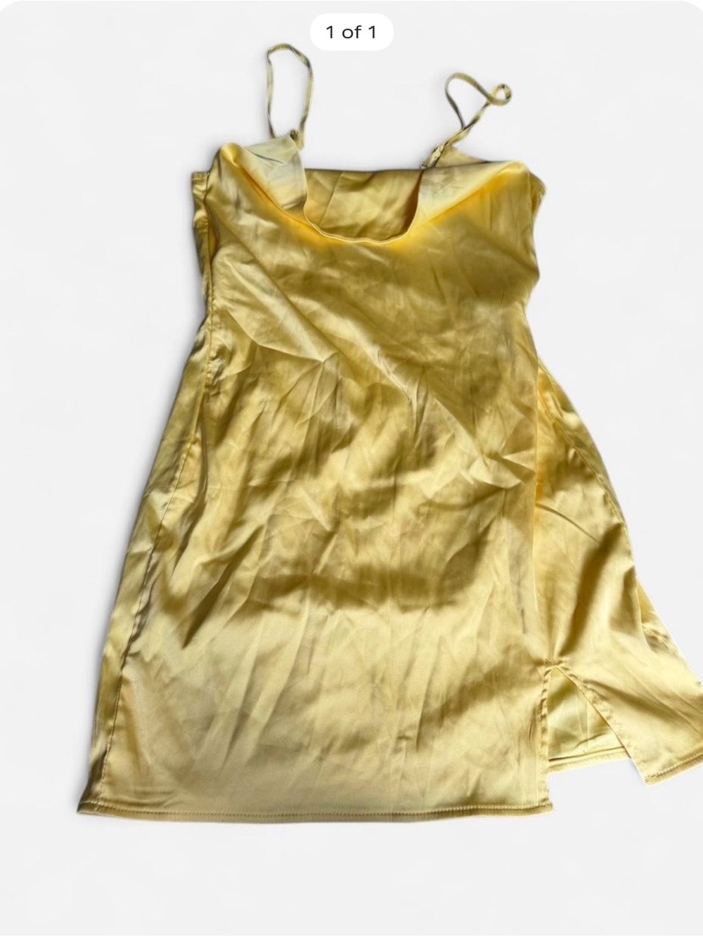 SHEIN Yellow Satin Mini Slip Dress
